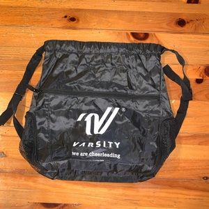 Varsity Black Nylon Backpack 15” H x 15” W